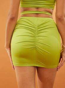 NYA SZN Skirt Ruche Cut Out Summer Mini Skirt St Patrick Day Bridal Guest Prom Music Outifts For Women - Green - View 2