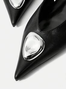 MOTF PREMIUM WOMEN'S ELEGANT DAILY SLINGBACK COMMUTE METAL DECOR WEDGE LOAFERS FOR CHRISTMAS - Black - View 6