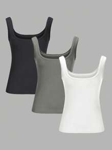 Plus Size Women Casual Uniwersalny Jednokolorowy Wyściełany T-shirt