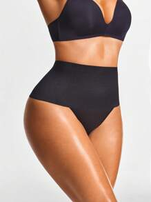 SHEIN Shape 2 paquetes de moldeadores de cintura alta tipo tanga, modeladores corporales que levantan el trasero con cierre ajustable de 3 niveles, control de abdomen y cintura