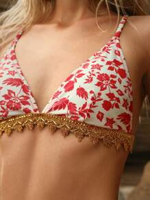 Anewsta Women's Summer Beach Floral Print Sexy Bikini Set With Cover Up Skirt - Multicolor - View 5