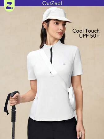 OutZeal OutZeal sonnendurchlässiger UPF50+ Kühlungsschutz Stehkragen Halbzipper Kurzarm Shirt Frauen Sweatshirts