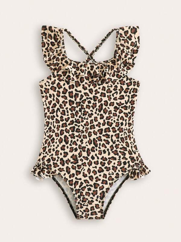 New Leopard Print One-Piece Swimwear For Baby Girls