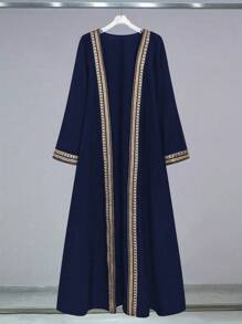 Al Najma 时尚长袖和服长袍，简约设计，适合夏季，朴素的长袍 - 藍色 - 查看 1