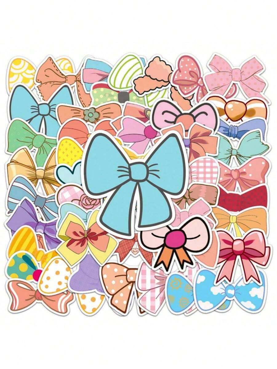 50 miếng dán hình nơ dễ thương theo phong cách graffiti, hoạt hình anime Guka dành cho trẻ em, hình dán graffiti tình yêu thời trang, chống thấm nước, thích hợp dán lên laptop, bình nước, ván trượt, điện thoại di động. - Nhiều màu - Xem 1