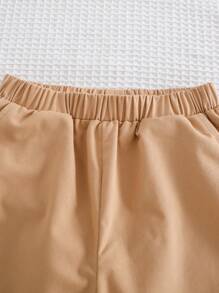 Cozy Pixies 2 pièces Ensemble pour jeune garçon avec Top à col ras du cou court en tricot doux à blocs de couleurs et short à taille élastique - Multicolore - Voir 5