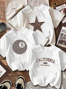 INAWLY Set de 3 camisetas de mujer con estampado de leopardo y floral con diseño de corazón, camisetas gráficas de verano para mujer