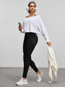Easify SHEIN Sport Leggings de yoga con bolsillos para mujer, mallas deportivas casuales