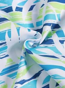 年轻男孩度假海滩条纹和植物印花短袖短裤和泳衣套装 - 彩色 - 查看 8