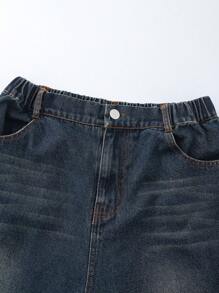 SHEIN 2pcs/Set Teen Boy V-Neck Letter Print Loose Short Sleeve T-Shirt And Casual 3/4 Pants Streetwear Outfit - Multicolor - View 3