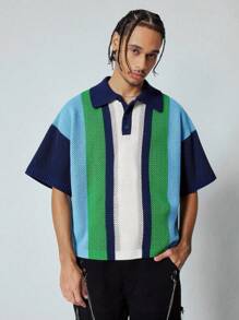 ROMWE MEN Street Life Camisa casual de manga corta con botones y rayas de unicolor para hombres, uso diario