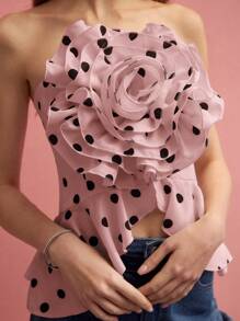 MOTF PREMIUM POLKA DOT STEREO FLORAL TUBE TOP