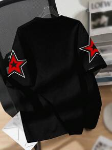 Attitoon تيشرت نسائي بقصة فضفاضة ذو رقبة مستديرة وأكمام قصيرة بطبعة أرقام كبيرة ، بتصميم بسيط وعادي، مناسب للألعاب - متعدد الألوان - مشاهدة 2