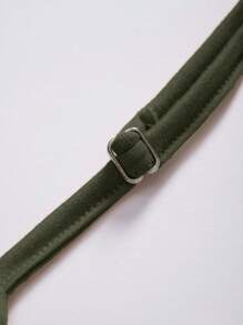 Breezaya 女士热带植物印花交叉裹身吊带无袖连衣裙，配有细肩带，长款女士服装 - 軍綠色 - 查看 5