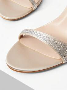 MOTF PREMIUM RHINESTONE ANKLE STRAP HEELED SANDALS - Champagne - View 6