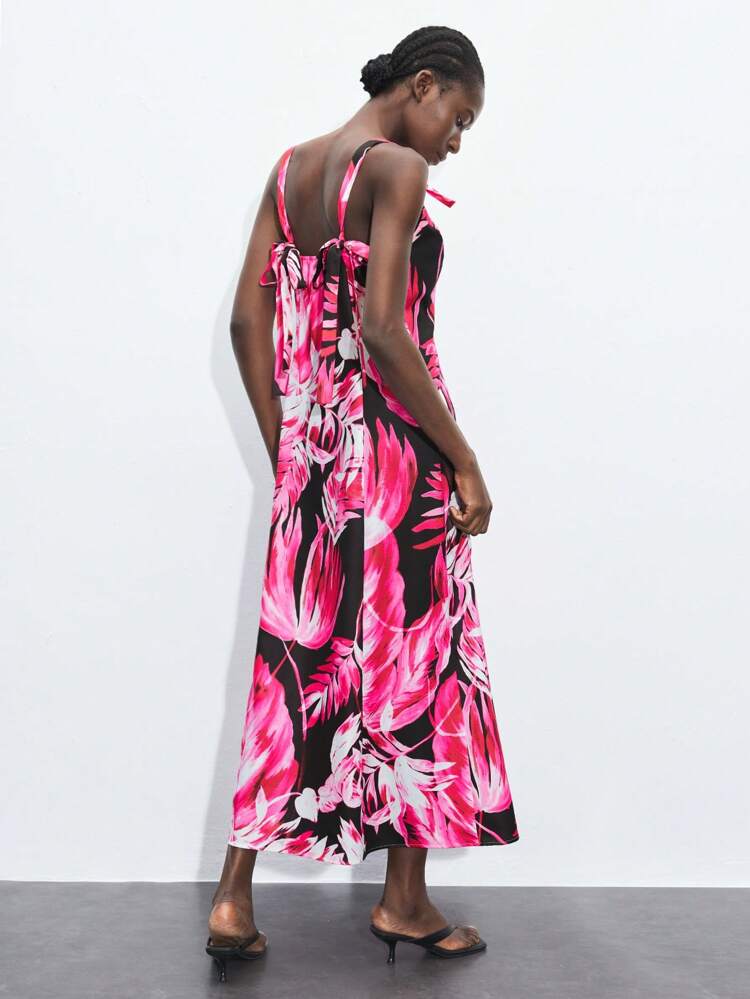 SHEIN Maija Damen Maxikleid mit Spaghettiträgern minimalistischer Mode, geeignet für den Sommer