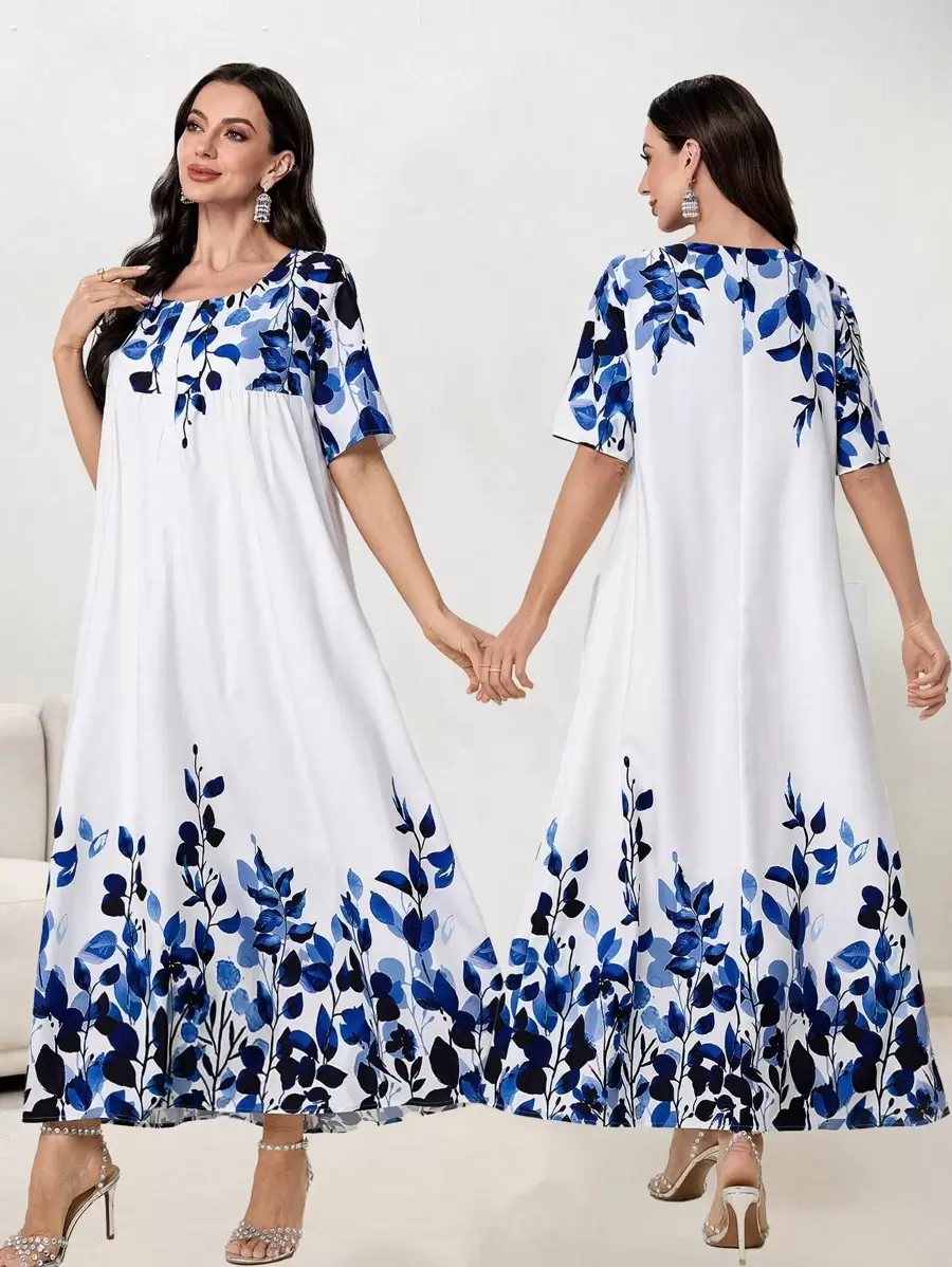 Seusyu Digital Print Single-Breasted A-Line Dress For Women - Multicolor - View 1