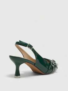 CUCCOO BIZCHIC Women's Adjustable Buckle Pointed Toe Fashion High Heel Shoes For Christmas Spring Shoes - Dark Green - View 8