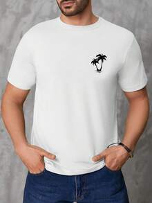 Camiseta Antiarrugas y Transpirable para Hombre con Estampado Personalizado| Cuello Redondo, Manga Corta| Verano - Blanco - Ver 7