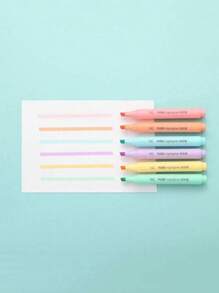 6Pcs/Set Pastel Color Macaron Highlighter Pen Marker Pens Fluorescent Pen Drawing Highlighters Cute Kawaii Stationery School Supplies - Multicolor - View 6