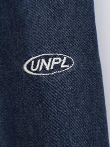 SHEIN Quần Jeans Baggy Rộng Có Túi In Chữ Cho Bé Trai Tuổi Teen - Màu xanh lam - Xem 8