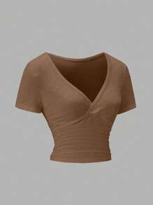 Calvaya Women's Solid V-Neck Short Sleeve Casual T-Shirt