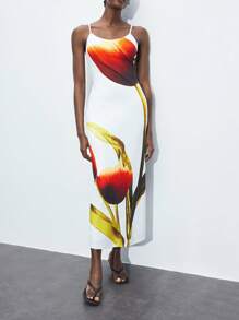 Maija 2025 Spring & Summer New Casual Fashion Vacation Comfortable Women Floral Print Spaghetti Strap Dress - Multicolor - View 3