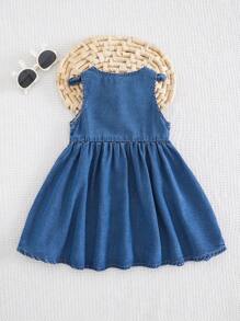 Cozy Pixies Baby Girl V-Neck Bow Accent Sleeveless Waist Fitted Dress, Versatile & Comfortable