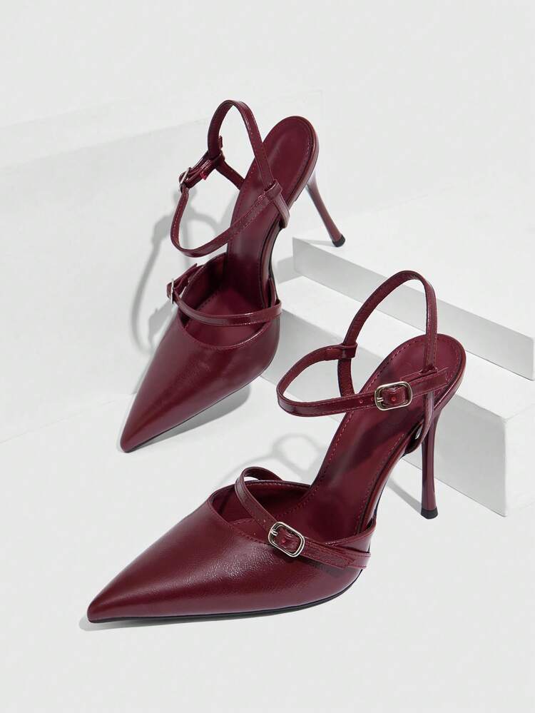 CUCCOO SZL Women's Casual Fashionable Simple Ankle Strap Pointed Toe High Heels, Summer For Christmas Spring Shoes