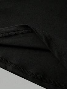 Camiseta Casual de Manga Curta com Estampa de Olho Feminina, Primavera/Verão - Preto e Branco - Visão 5