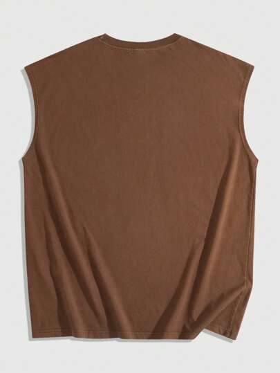 Grunge Punk Débardeur graphique imprimé pour hommes, style casual d'été