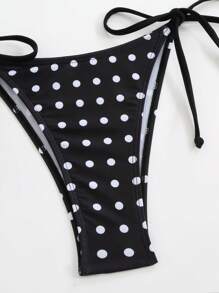 Bonvoyette 春假女士纯色吊带性感派对泳装，黑白圆点印花三件套比基尼套装，沙滩装，采用透气面料制成 - 黑與白 - 查看 7