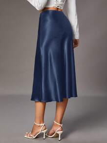SHEIN Tall Women's Solid Color High Waist Elegant Commute Mermaid Hem Skirt Office Skirts For Women