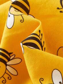 Cozy Pixies 2pcs Baby Boy Honey Pattern Lapel Short Sleeve Top And Elastic Waist Pants Set - Yellow - View 6