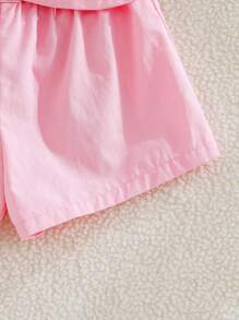 Cozy Pixies Baby Girl Floral Pattern Crew Neck Short Cap Sleeve Shirt & Solid Color Elastic Waist Shorts 2 Pieces Set - Multicolor - View 7