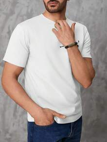 Camiseta Antiarrugas y Transpirable para Hombre con Estampado Personalizado| Cuello Redondo, Manga Corta| Verano - Blanco - Ver 3