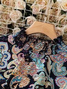 SHEIN Clasi Kemeja Lengan Panjang Kancing Depan Motif Bunga Kasual Ukuran Besar untuk Wanita, Pakaian Musim Gugur untuk Wanita - Navy Blue - View 5