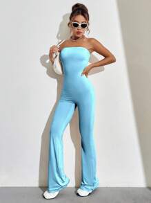Flirla Women Solid Color Sleeveless Jumpsuit, Minimalist And Fashionable, Suitable For Summer