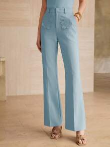 MOTF PREMIUM FLORAL EMBROIDERY FLARE LEG PANTS