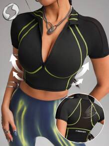 Innovista Athletic Essential Fit Top, Sweat-Wicking Sports Training T-Shirts, Sculpt Zip-Up & Streamlined Stitch Activewear, Light Weight & Breathable Stretching Gym Top, Dry-Fit Crop Top, Sweatshirts,Jersey Tee, Mesh Cut Out ,UV Protect Short Sleeve Black,Yellow,Green, Weightlifting, Physical Strength Set ,Dumbbell Weight,Outdoor,Cycle,Biker,Running,Aerobic Exercise&Cardio,Yoga & Pilates, Boxing,Hiking & Trekking,Tennis&Golf, Machine & Equipment Training Gear, Workout Outfits & Tracksuit, UrbanAthleisure, Fashion ICON,Slay & Sleek, Glow-Feel For Music Festival & Party,StreetSeXYFit,Everyday Essential EaZy Wear,TikTokActivewear,Fall Motivation - Black - View 1