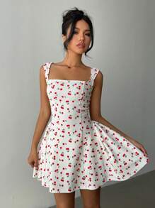 Aloruh 女士无袖方领迷你连衣裙，简约时尚，适合夏季女士春装舞会礼服复活节沙滩装夏季礼服套装可爱休闲婚礼毕业礼服节日礼服狂欢节礼服节庆婚礼宾客礼服女士礼服商务休闲生日礼服俱乐部礼服女士性感沙滩装波西米亚舞会礼服新娘派对礼服性感节日礼服伴娘礼服海滩度假优雅礼服茶会礼服白色礼服红樱桃 - 白色 - 查看 4