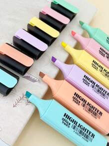 SHEIN 6pcs Macaron Color Highlighter Pen Set For Students, Fresh Color Tone Back To School