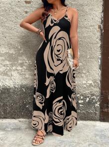 EMERY ROSE Đầm Maxi họa tiết hoa hồng trắng thời trang cỡ lớn cho nữ - màu nâu - Xem 4