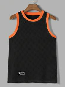 Manfinity VCAY Men's White Mesh Tank Top, Suitable For Everyday Wear, Spring/Summer - Orange - View 1