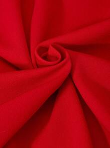 1pc Tween Girls' 3D Bow Decor Short Sleeve Pleated Dress, Loose Fit, Spring/Summer,Holiday,Summer,Travel - Red - View 5