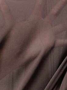 Aveloria Modichic Women's Elegant Multi-Material Mixed Long Dress, Round Neck Short Sleeve Cinched Waist Ruffled A-Line Dress For Commuting - Coffee Brown - View 6