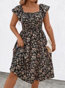 SHEIN Clasi Vestido informal con estampado floral Ditsy para mujer talla grande