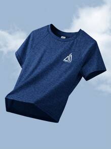 SHEIN 2 piezas Conjunto deportivo de camiseta y pantalones cortos de bloques de color contrastante para niño preadolescente - azul real - Ver 8