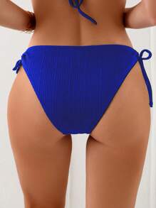 Swim Basics Women's Plain Color Tie Bikini Bottom, Holiday Beach Swimwear For Summer Beach Vacation - Royal Blue - View 2