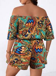 Breezaya Mono con hombros descubiertos y estampado para mujer talla grande